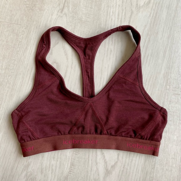 Icebreaker Other - ICEBREAKER Burgundy Sprite Racerback Sports Bra Merino Wool